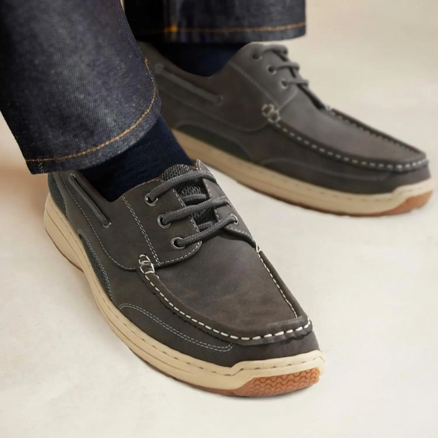 Vostey Men's Loafers & Slip-ons 3-Eye Boat Shoes Men Comfortable Casual Loafers for Men