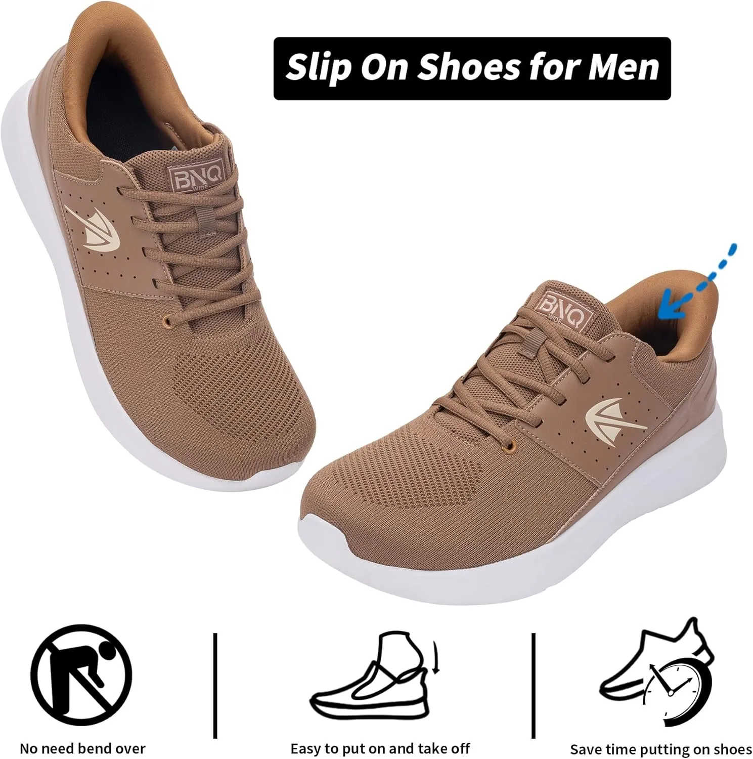 Wide Toe Box Mens Slip On Walking Shoes with Arch Support Casual Dress Shoes Fashion Tennis Sneaker for Business Work Ourdoors Size 7-12