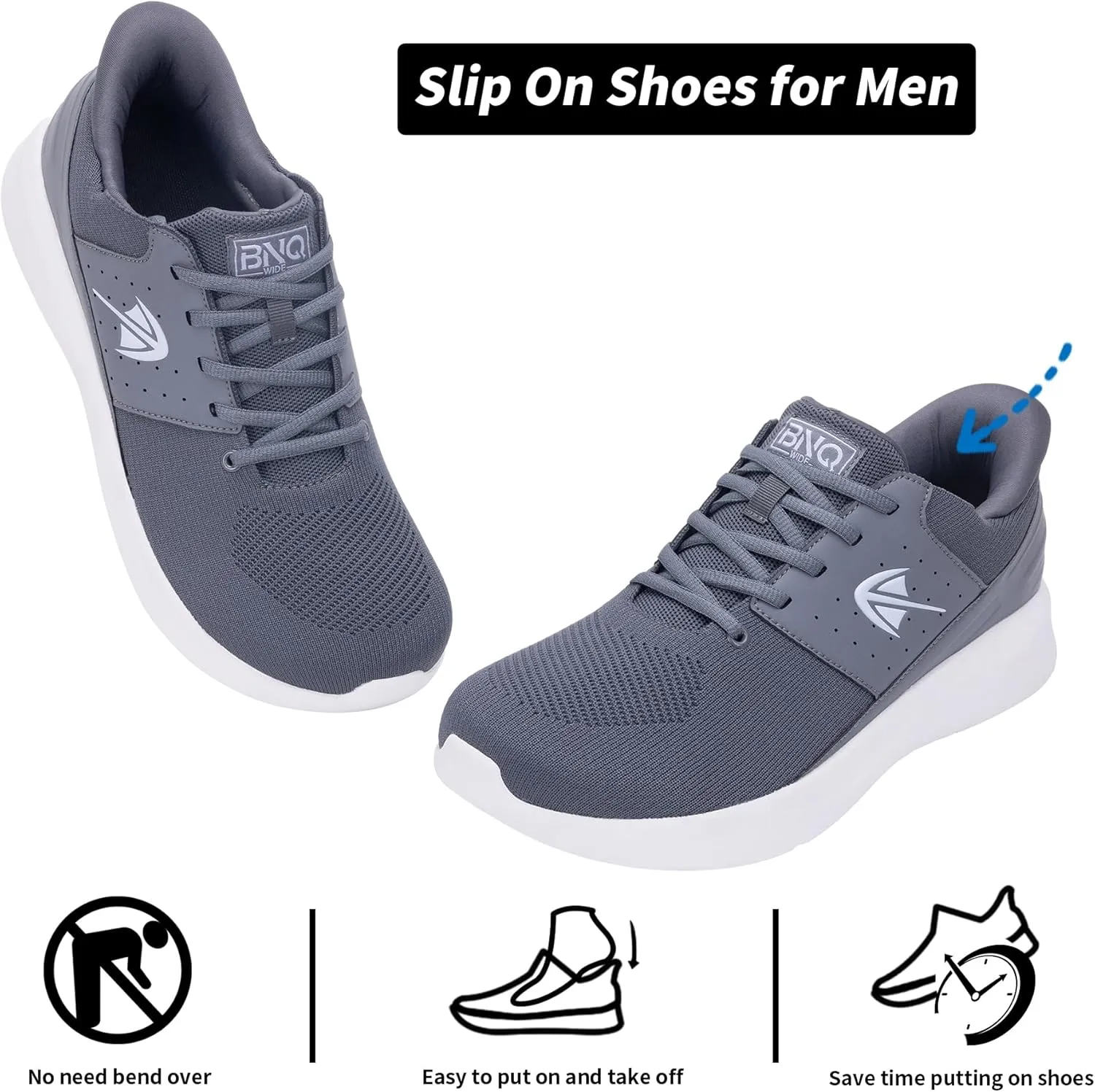 Wide Toe Box Mens Slip On Walking Shoes with Arch Support Casual Dress Shoes Fashion Tennis Sneaker for Business Work Ourdoors Size 7-12
