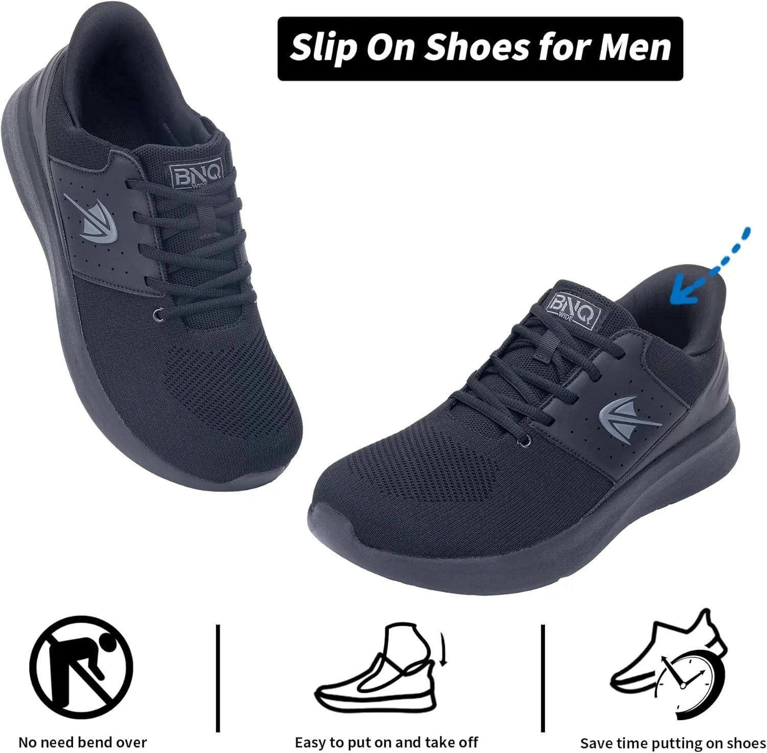 Wide Toe Box Mens Slip On Walking Shoes with Arch Support Casual Dress Shoes Fashion Tennis Sneaker for Business Work Ourdoors Size 7-12
