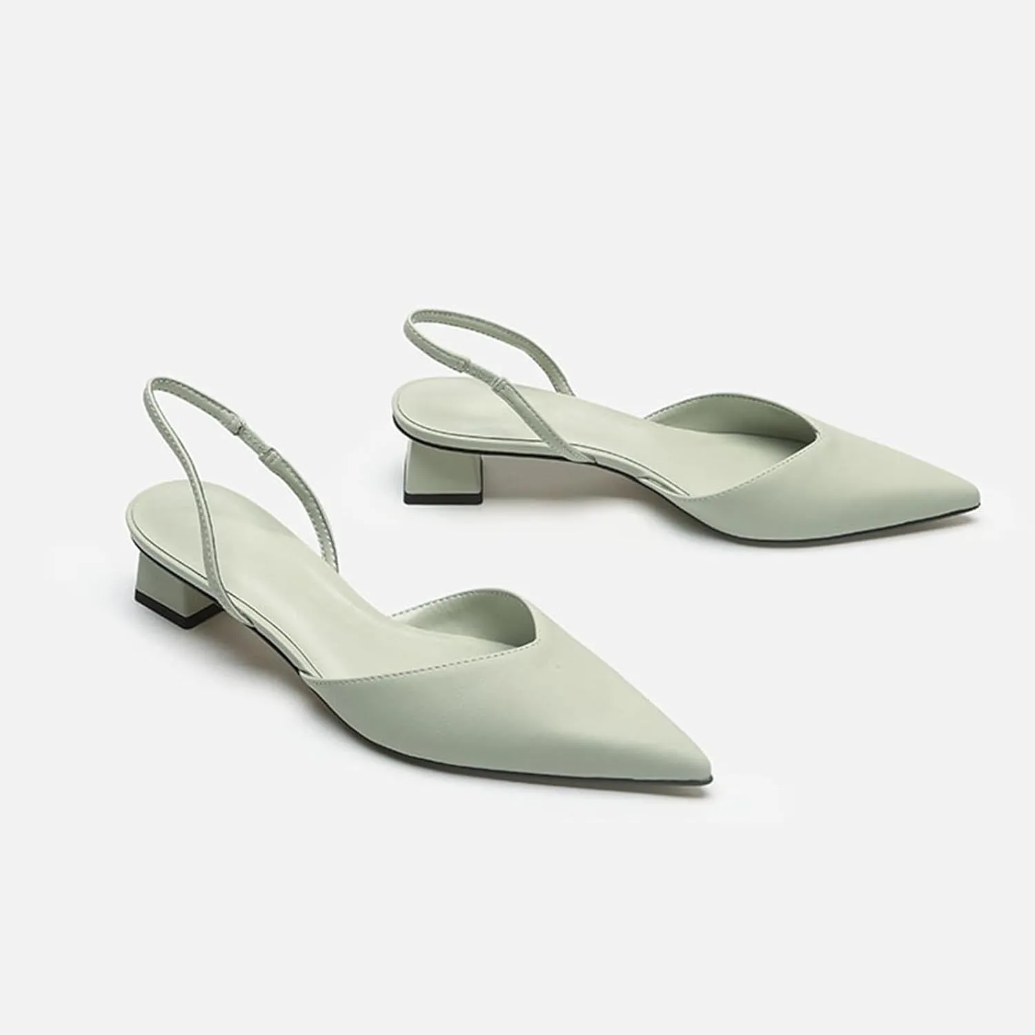 Women's Closed Pointed Toe Mules Sandal,Slingback Slip On Wedding Dress Pumps Fashion Chunky Heels Dress Shoes