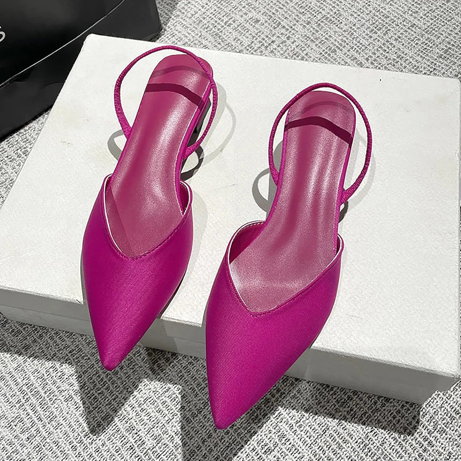 Women's Closed Pointed Toe Mules Sandal,Slingback Slip On Wedding Dress Pumps Fashion Chunky Heels Dress Shoes