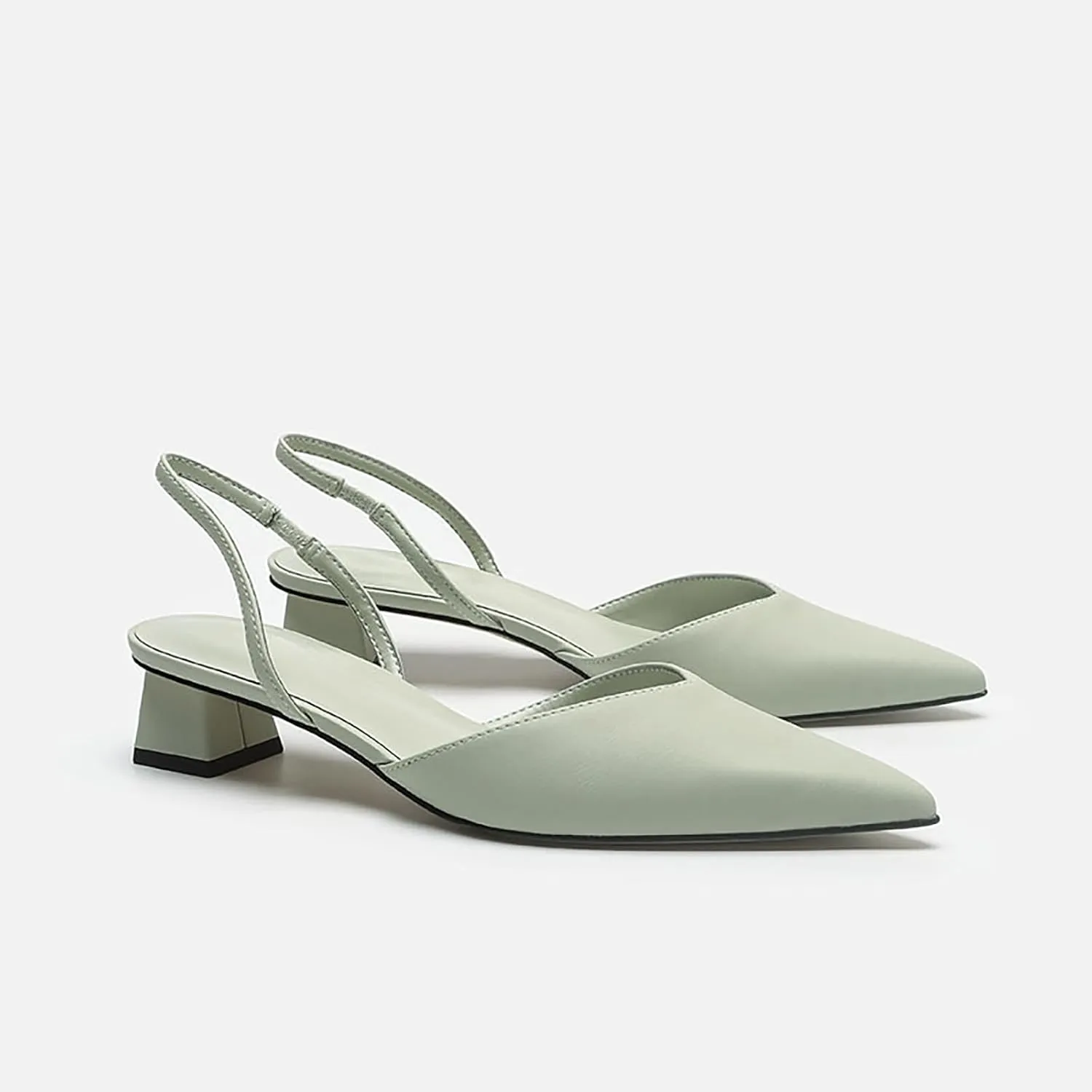 Women's Closed Pointed Toe Mules Sandal,Slingback Slip On Wedding Dress Pumps Fashion Chunky Heels Dress Shoes