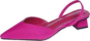 Women's Closed Pointed Toe Mules Sandal,Slingback Slip On Wedding Dress Pumps Fashion Chunky Heels Dress Shoes