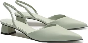 Women's Closed Pointed Toe Mules Sandal,Slingback Slip On Wedding Dress Pumps Fashion Chunky Heels Dress Shoes