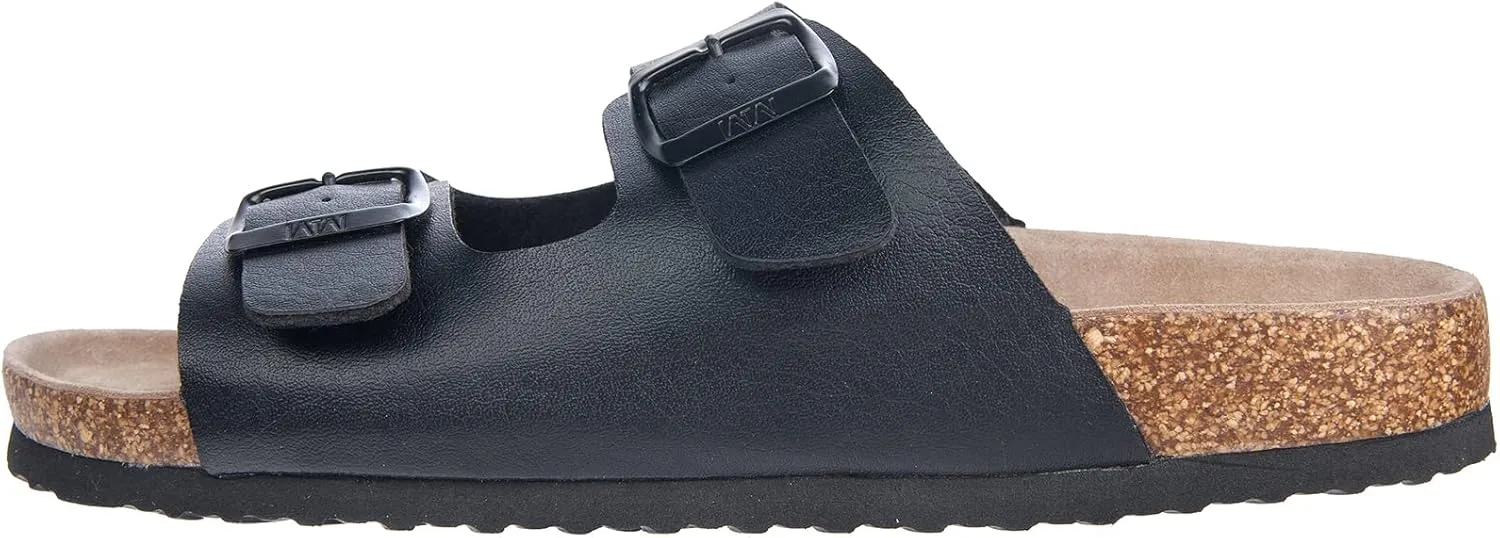 Women's Comfort Slides for Women Cow Suede Cork Footbed Sandals with Adjustable Strap Buckle Open Toe Beach Sandals