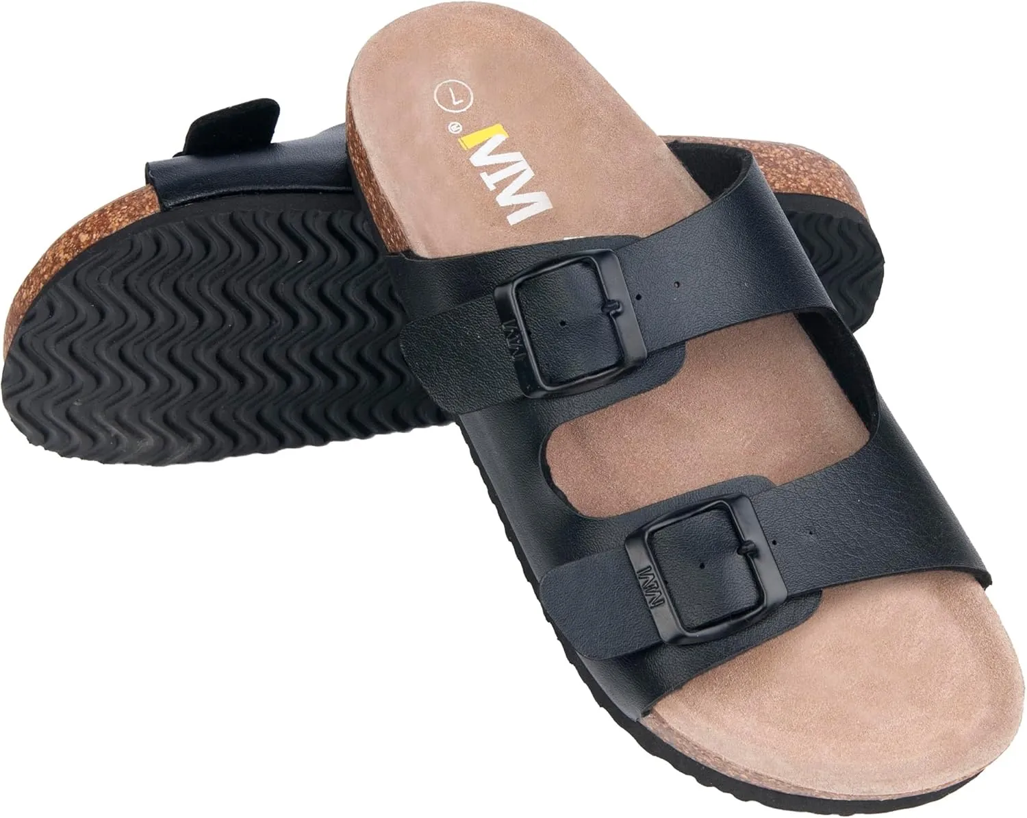Women's Comfort Slides for Women Cow Suede Cork Footbed Sandals with Adjustable Strap Buckle Open Toe Beach Sandals