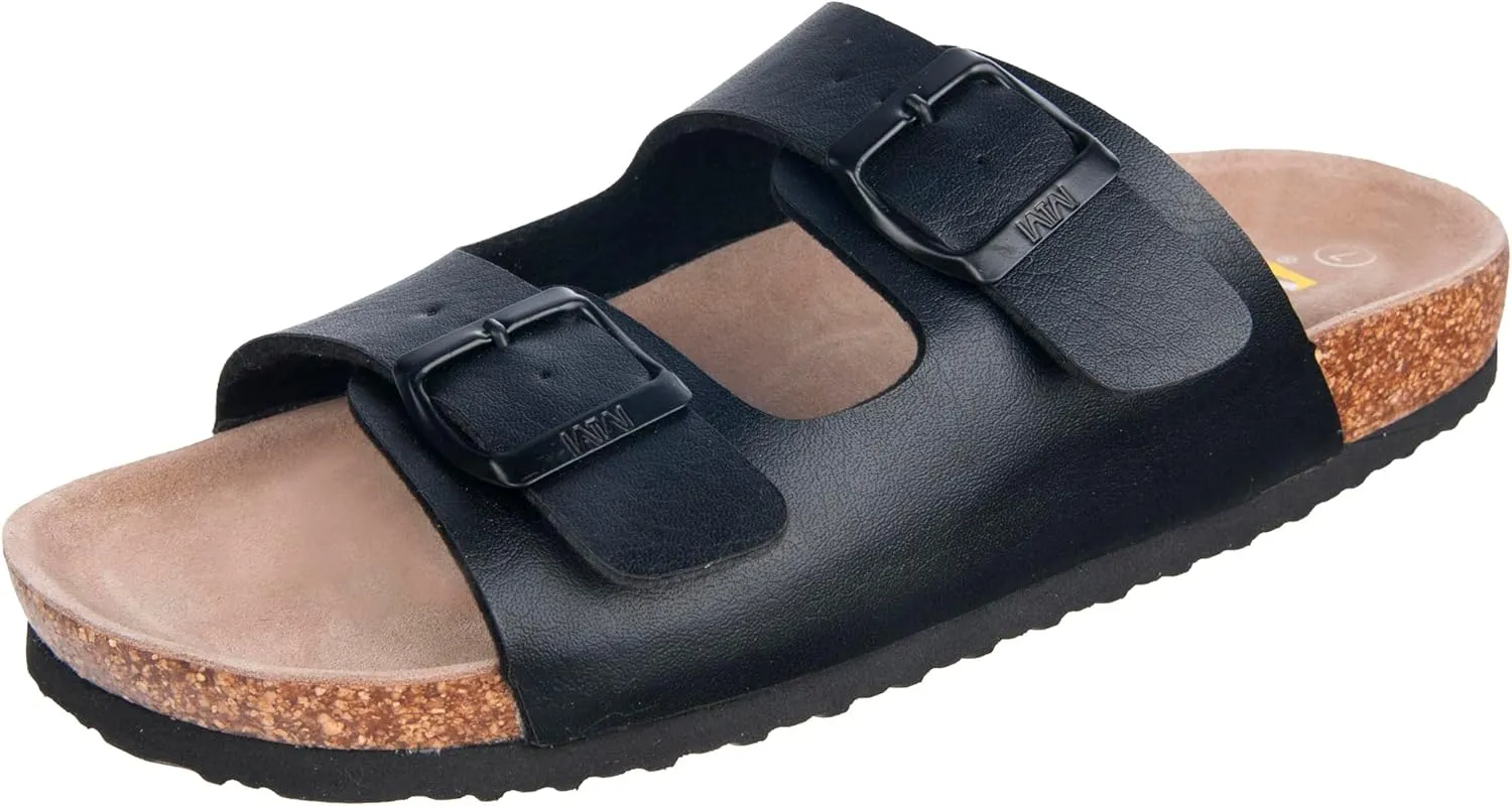 Women's Comfort Slides for Women Cow Suede Cork Footbed Sandals with Adjustable Strap Buckle Open Toe Beach Sandals