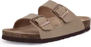 Women's Cork Footbed Slide Sandal, Arch Support Summer Outdoor Sandals with Adjustable Buckle