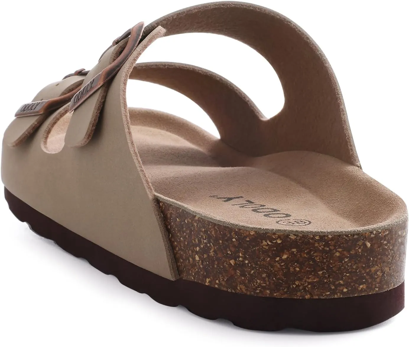 Women's Cork Footbed Slide Sandal, Arch Support Summer Outdoor Sandals with Adjustable Buckle