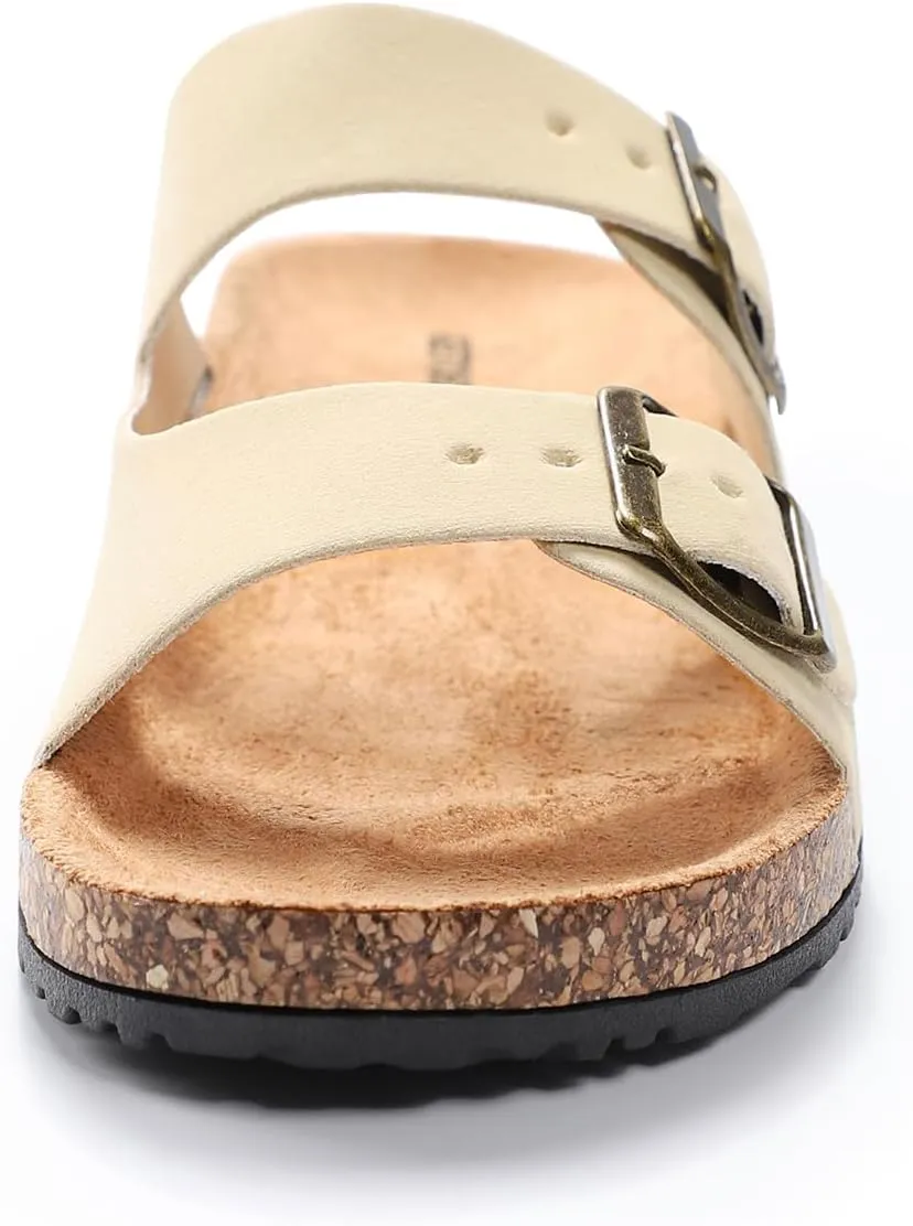 Women's Cork Sandals Comfortable Adjustable Buckle Strap Cork Footbed Arch Support Casual Ease of Wear Outdoor Slide Sandals