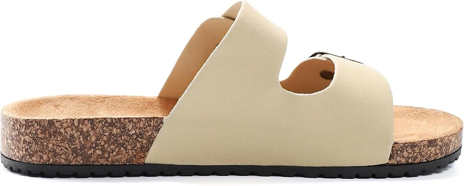 Women's Cork Sandals Comfortable Adjustable Buckle Strap Cork Footbed Arch Support Casual Ease of Wear Outdoor Slide Sandals