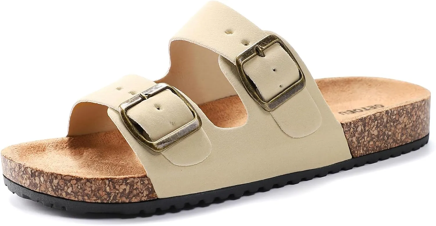 Women's Cork Sandals Comfortable Adjustable Buckle Strap Cork Footbed Arch Support Casual Ease of Wear Outdoor Slide Sandals