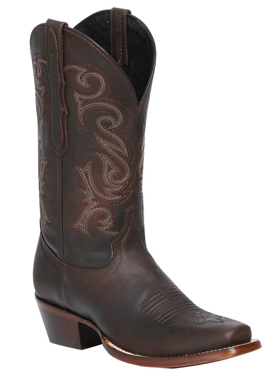 Women's Genuine Leather Classic Cowboy Boots 'El General' Choco Color 40661