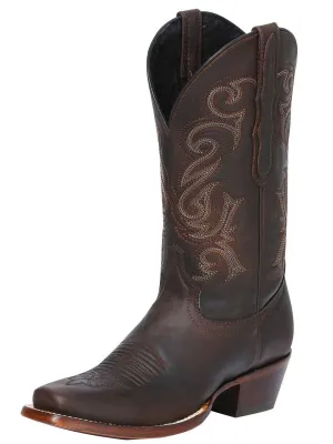 Women's Genuine Leather Classic Cowboy Boots 'El General' Choco Color 40661