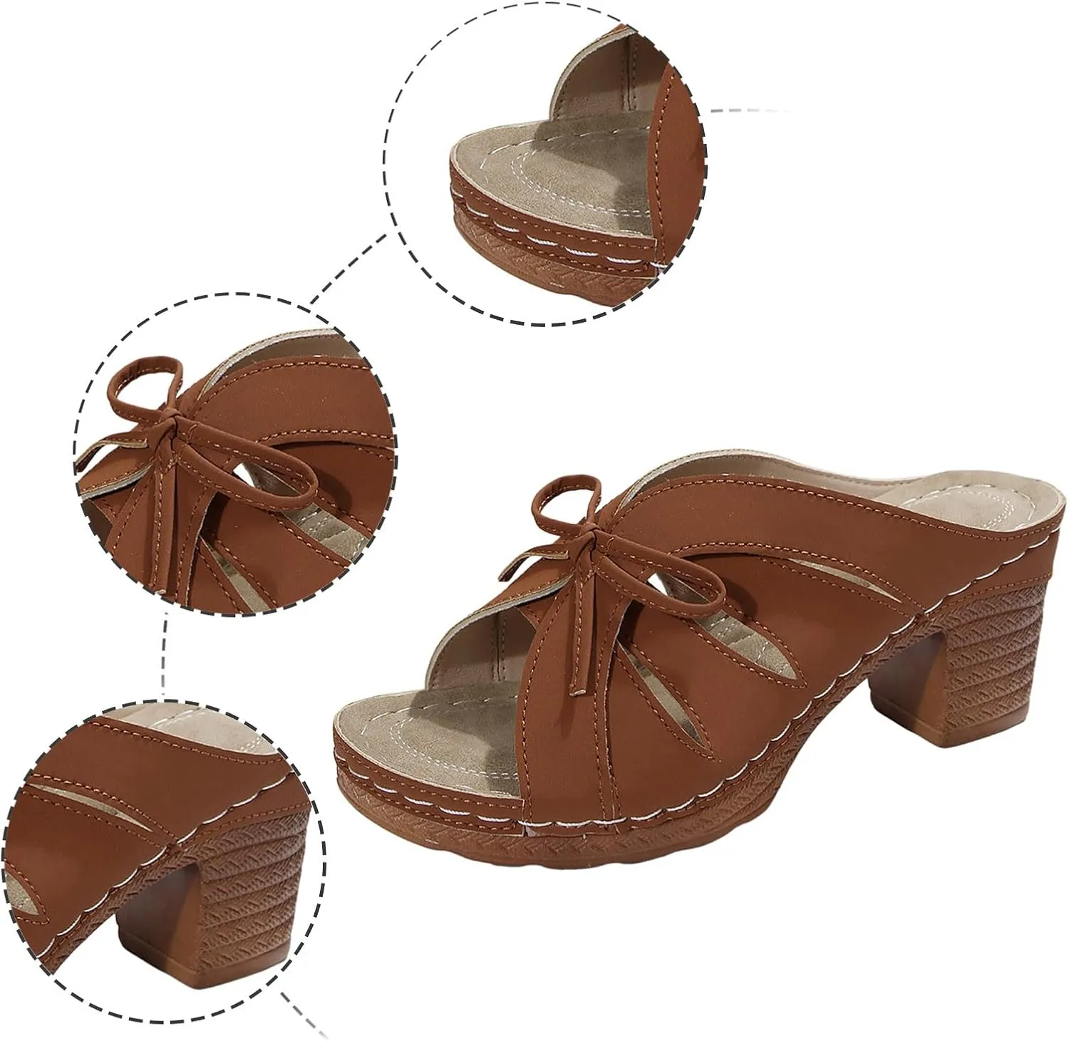 Women's Heeled Sandals Low Block Heels Chunky Slides Sandal for Women Comfortable Open Toe Party Wedding Dress Shoes for Women Dressy