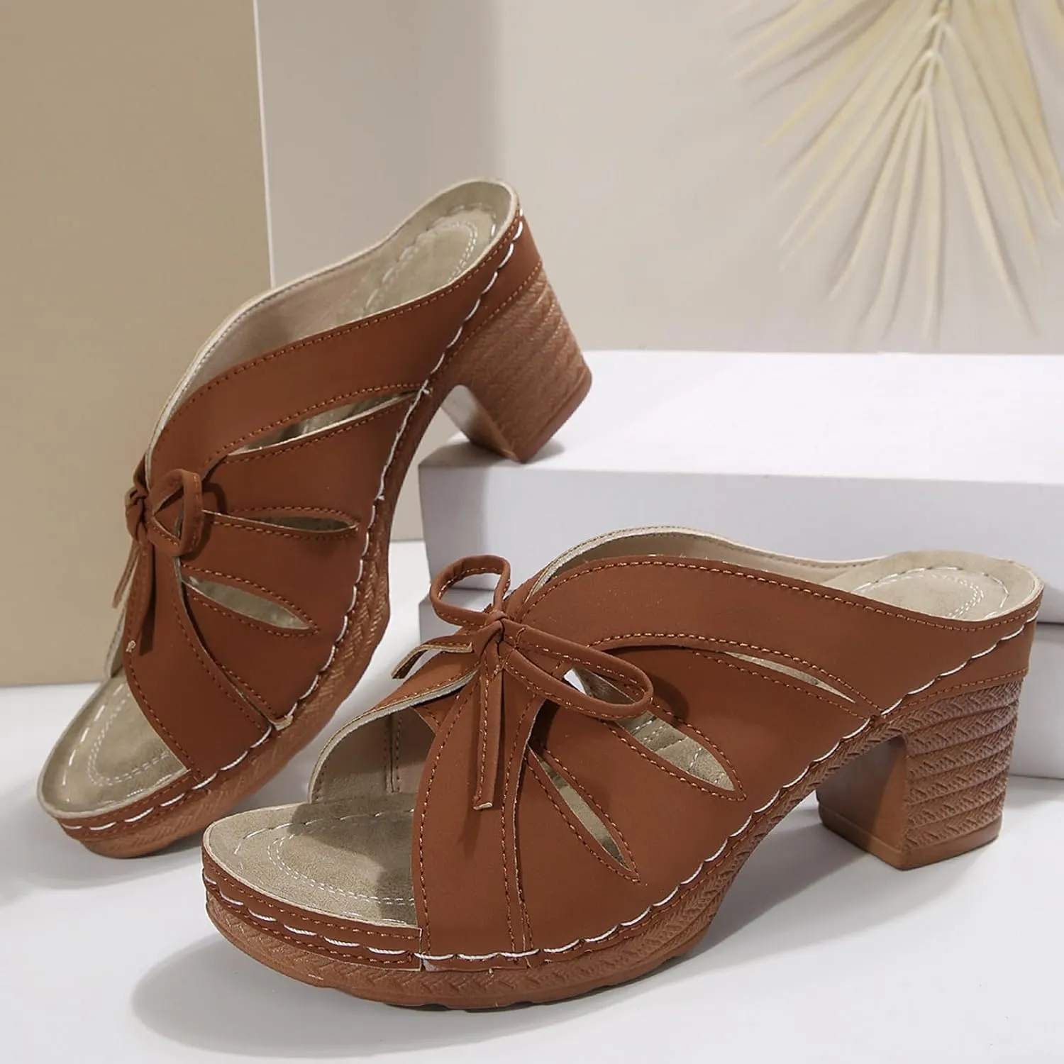 Women's Heeled Sandals Low Block Heels Chunky Slides Sandal for Women Comfortable Open Toe Party Wedding Dress Shoes for Women Dressy