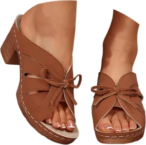 Women's Heeled Sandals Low Block Heels Chunky Slides Sandal for Women Comfortable Open Toe Party Wedding Dress Shoes for Women Dressy