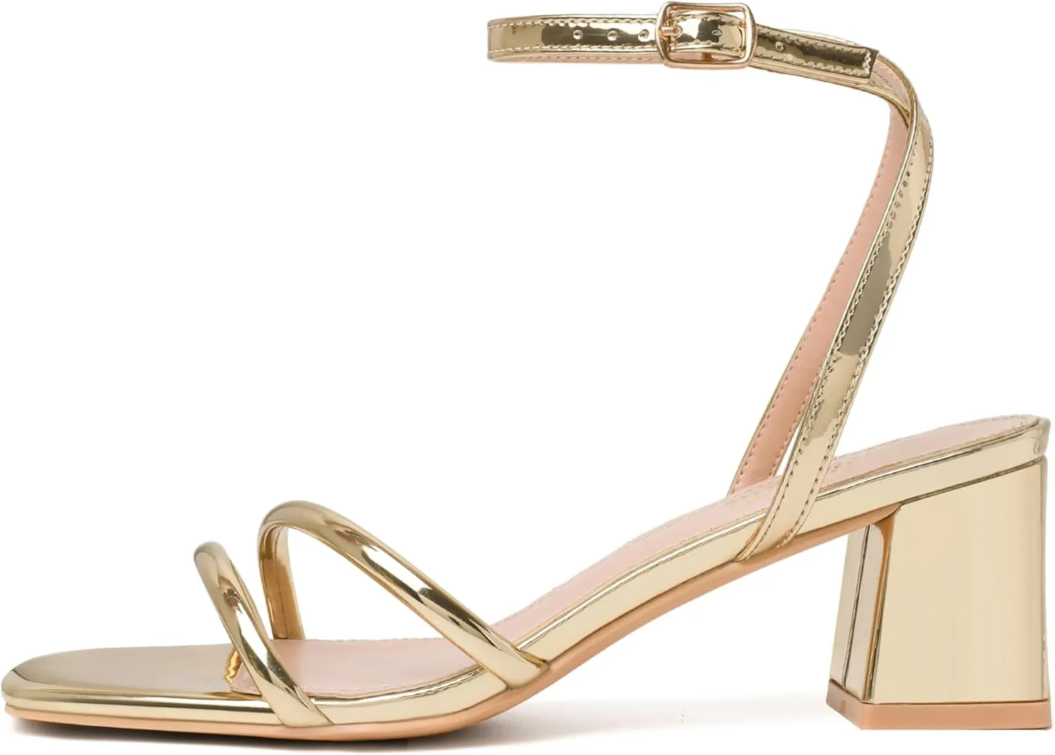 Women's Heels Chunky Block Strappy Square Open Toe Ankle Buckle Heeled Sandals Wedding Party Dress Shoes