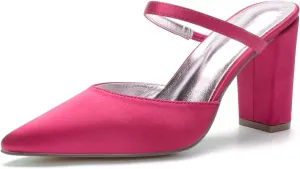 Women's High Chunky Heels Closed Toe Block Slingback Dress Pumps Shoes Mules Pumps