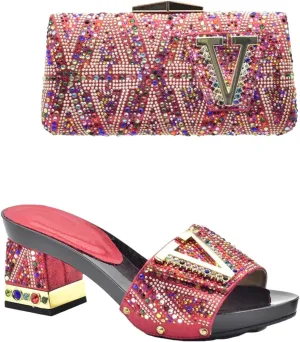 Women's Italian Art Deco Party Set - Geometric Gold Foil Pumps & Mirrored Clutch for Glamorous Evening Galas