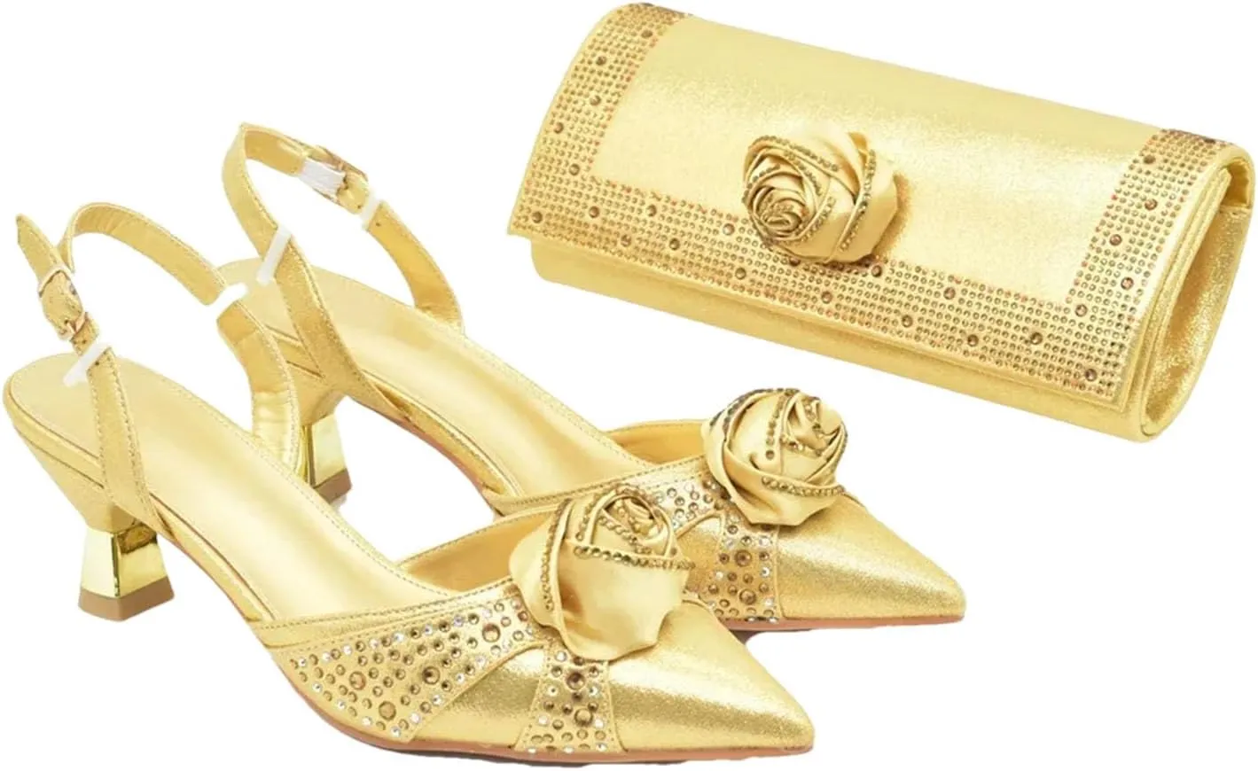 Women's Italian Rhinestone Bridal Set - Designer Heels & Matching Evening Bag