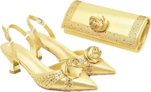Women's Italian Rhinestone Bridal Set - Designer Heels & Matching Evening Bag