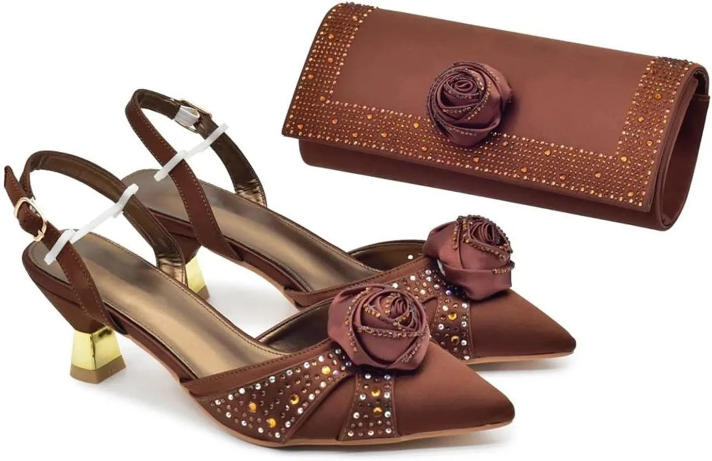 Women's Italian Rhinestone Bridal Set - Designer Heels & Matching Evening Bag