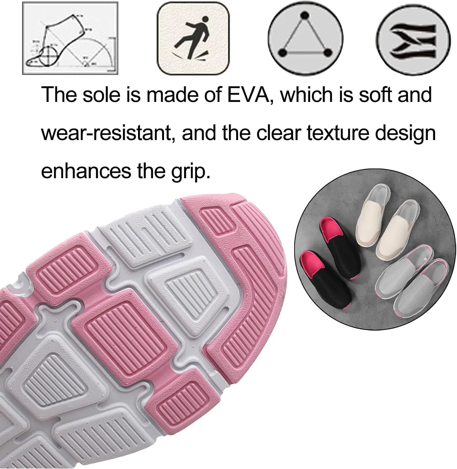 Women's Knitted Breathable Lightweight Slip-On Sports Mules Comfortable Non-Slip Backless Walking Shoes for Hiking House Traveling