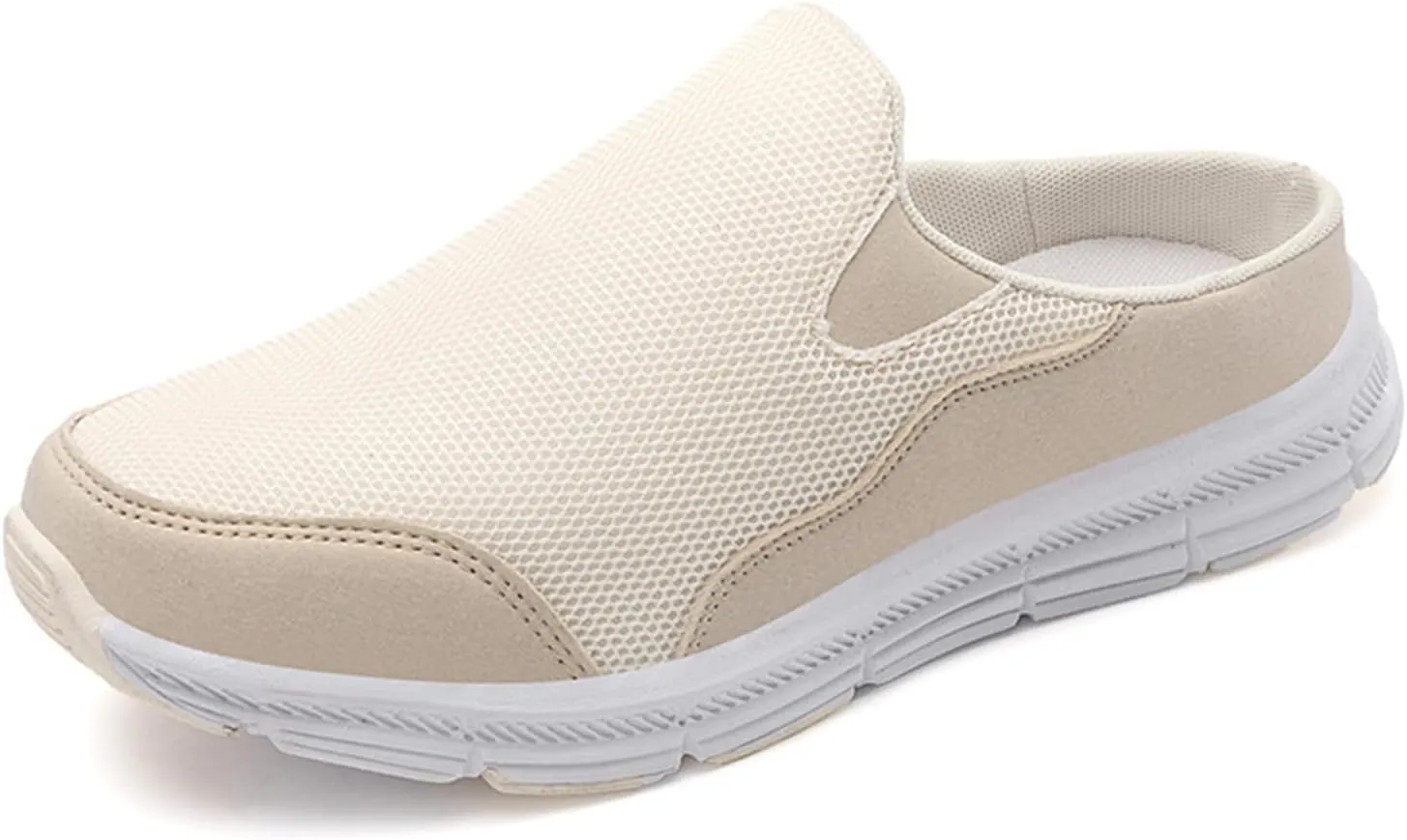 Women's Knitted Breathable Lightweight Slip-On Sports Mules Comfortable Non-Slip Backless Walking Shoes for Hiking House Traveling
