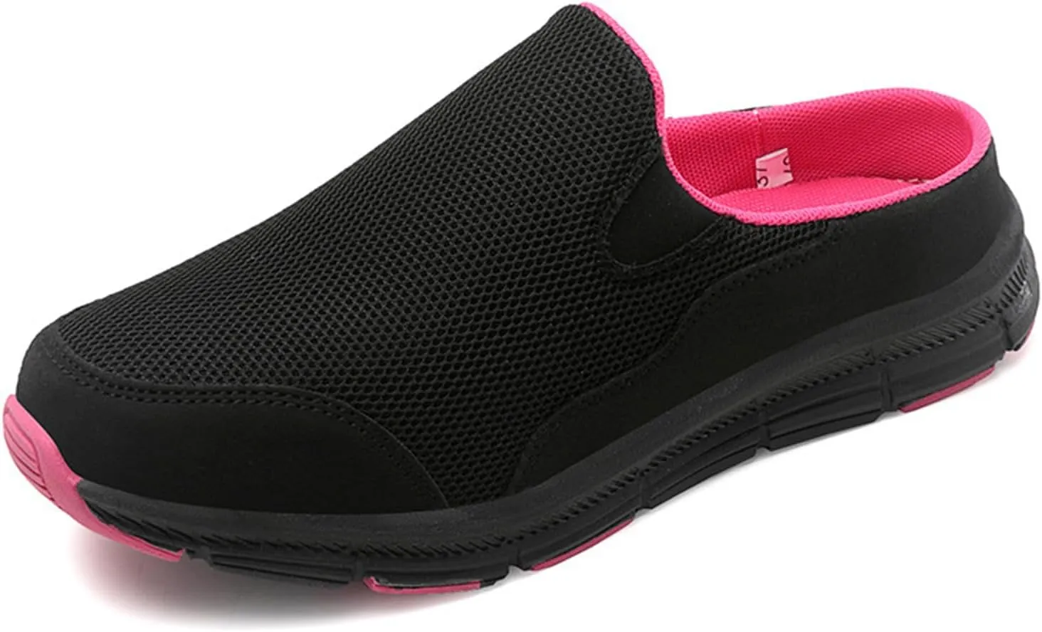 Women's Knitted Breathable Lightweight Slip-On Sports Mules Comfortable Non-Slip Backless Walking Shoes for Hiking House Traveling