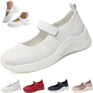 Women's Knitted Platform Mary Jane Orthopedic Sneakers,Fashion Adjustable Lightweight Breathable Working Nurse Shoes,Comfortable Non-Slip Soft Sole Casual Walking Shoes
