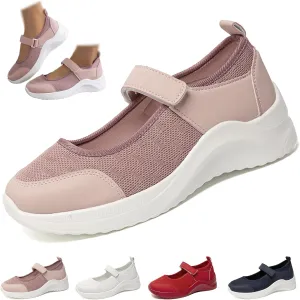 Women's Knitted Platform Mary Jane Orthopedic Sneakers,Fashion Adjustable Lightweight Breathable Working Nurse Shoes,Comfortable Non-Slip Soft Sole Casual Walking Shoes