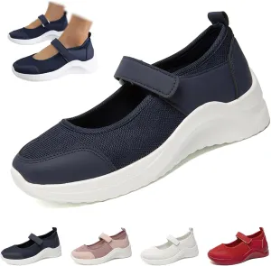 Women's Knitted Platform Mary Jane Orthopedic Sneakers,Fashion Adjustable Lightweight Breathable Working Nurse Shoes,Comfortable Non-Slip Soft Sole Casual Walking Shoes