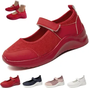Women's Knitted Platform Mary Jane Orthopedic Sneakers,Fashion Adjustable Lightweight Breathable Working Nurse Shoes,Comfortable Non-Slip Soft Sole Casual Walking Shoes
