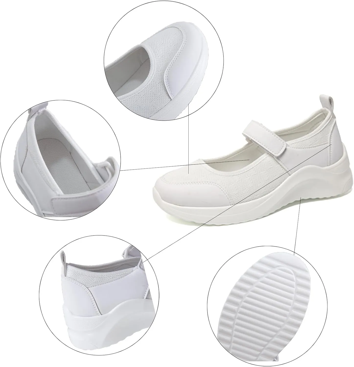 Women's Knitted Platform Mary Jane Orthopedic Sneakers,Fashion Adjustable Lightweight Breathable Working Nurse Shoes,Comfortable Non-Slip Soft Sole Casual Walking Shoes