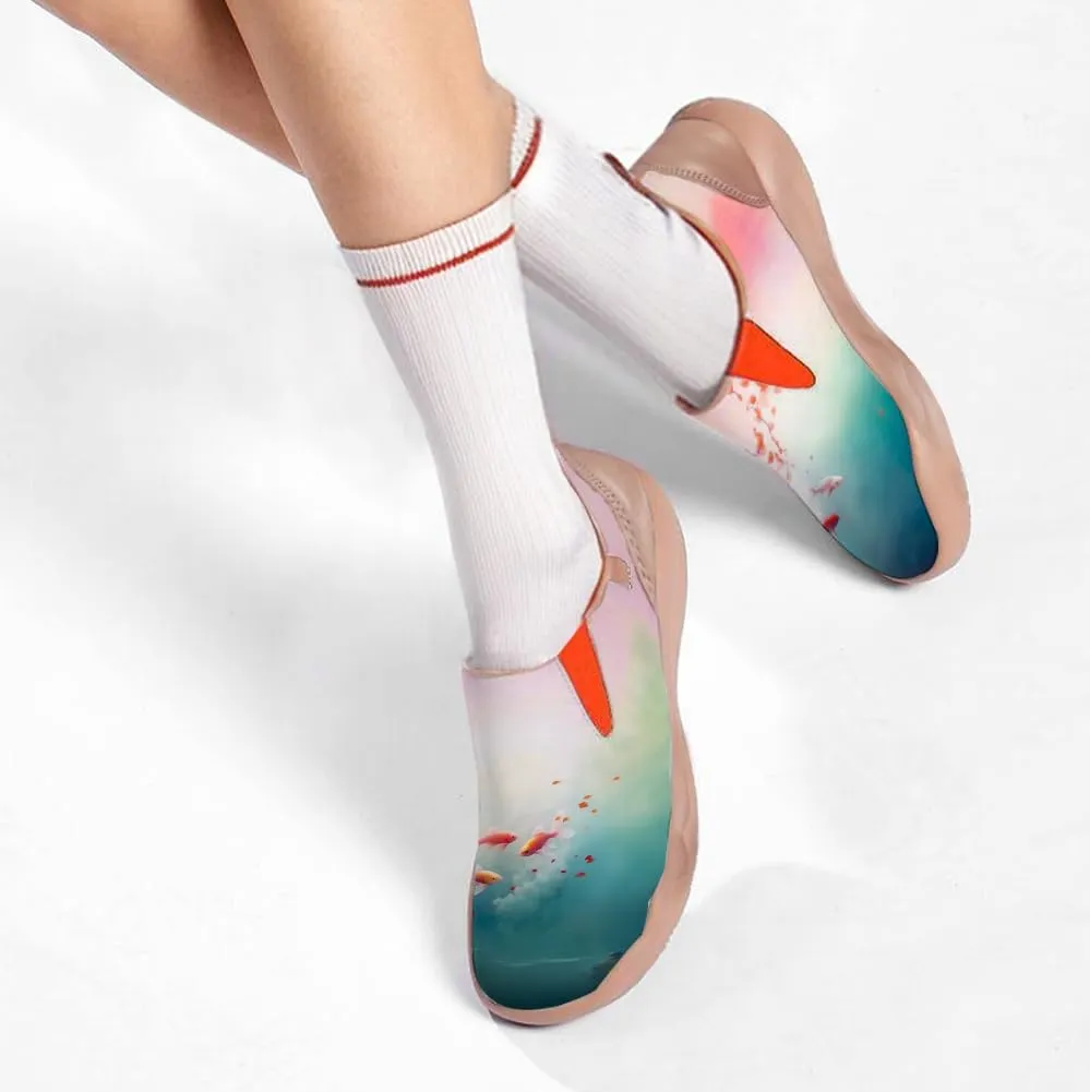 Women's Leather Shoes Slip On Flower Loafers Painted Travel Shoes Chinoiserie Art Fashion Sneaker