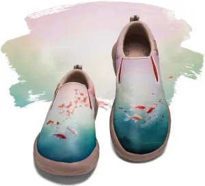 Women's Leather Shoes Slip On Flower Loafers Painted Travel Shoes Chinoiserie Art Fashion Sneaker