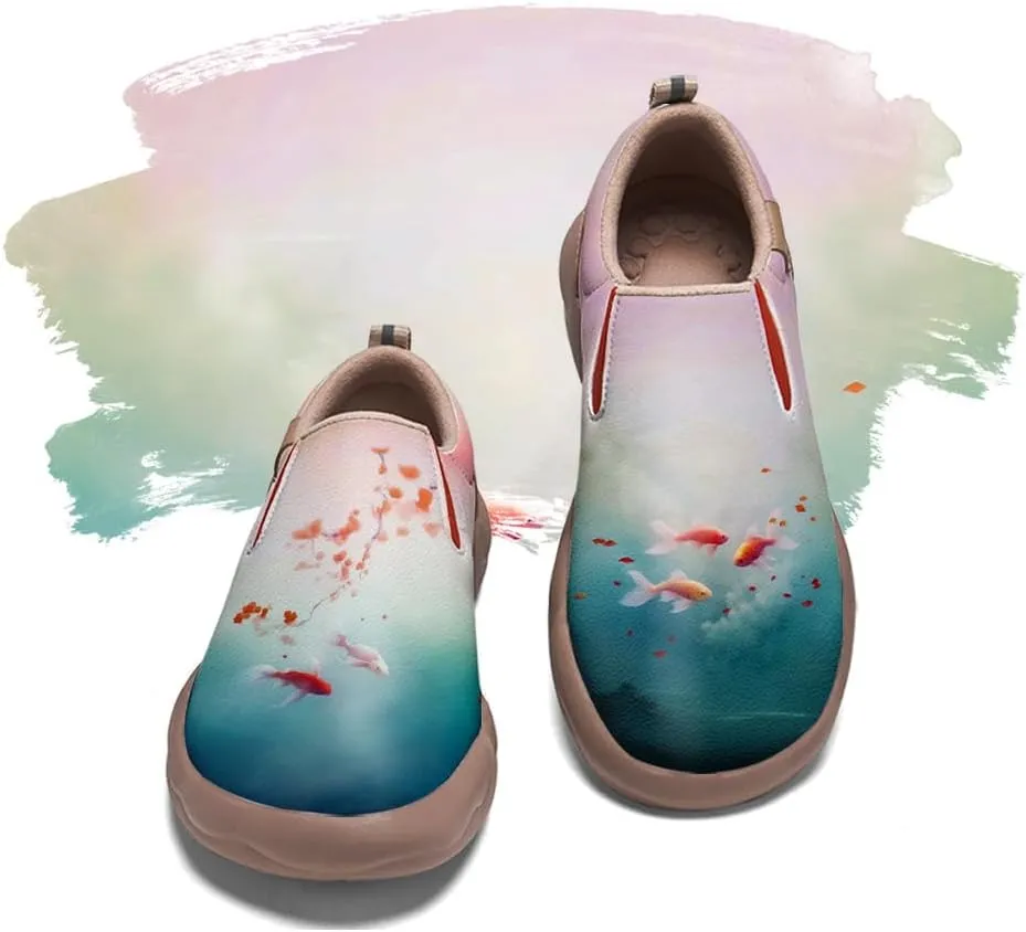 Women's Leather Shoes Slip On Flower Loafers Painted Travel Shoes Chinoiserie Art Fashion Sneaker