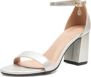 Women's Low Block Chunky Heels, Open Toe Ankle Strap Heels Sandals,Party & Dating Dress Heeled Shoes
