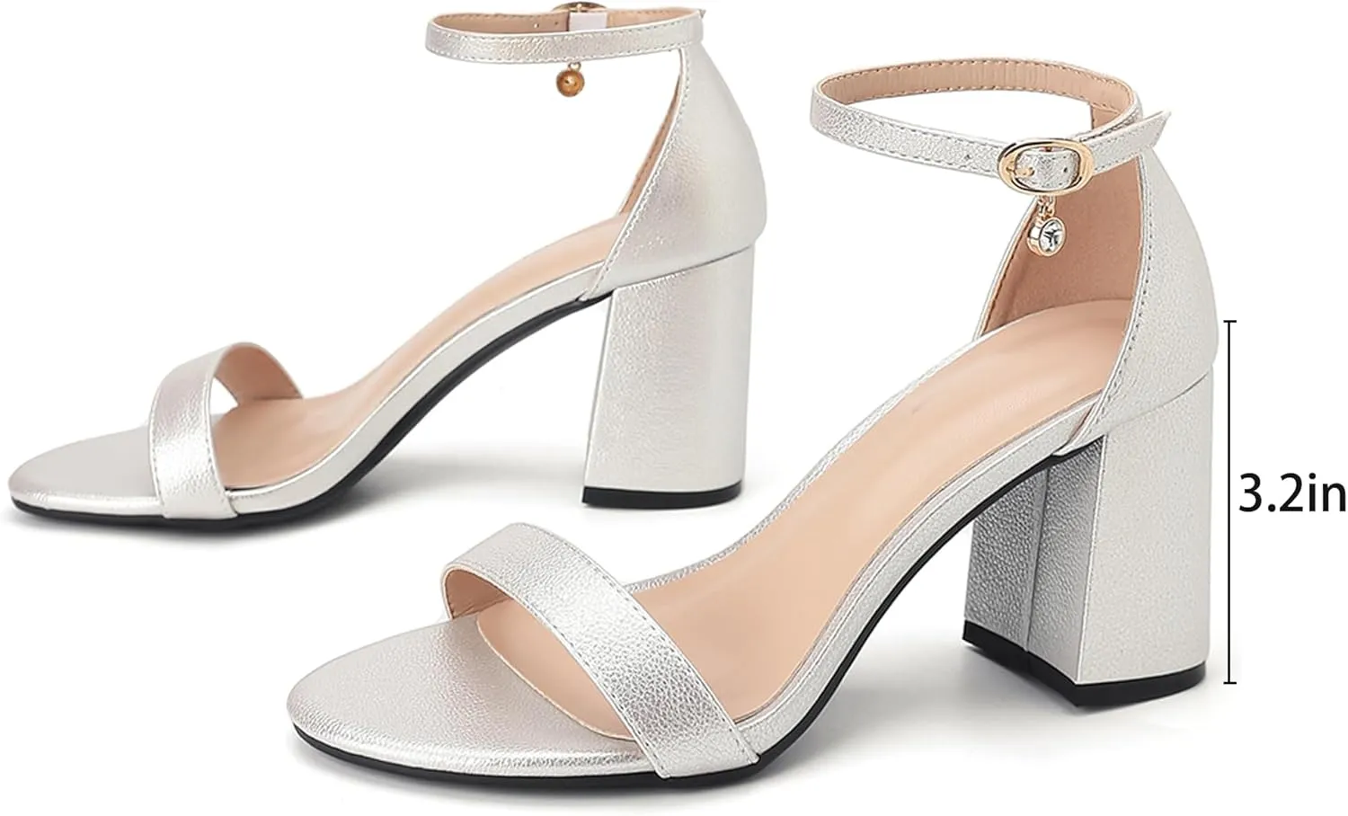 Women's Low Block Chunky Heels, Open Toe Ankle Strap Heels Sandals,Party & Dating Dress Heeled Shoes