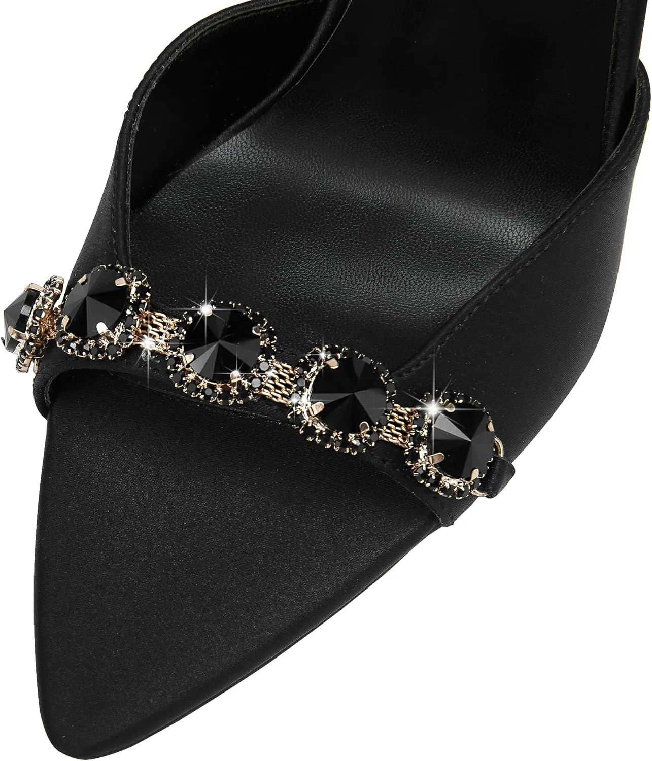 Women's Rhinestone Stiletto High Heeled Sandals Open Pointed Toe Ankle Buckle Heels Sandals Sexy Satin Stiletto Ankle Strappy Sandals for Party Prom