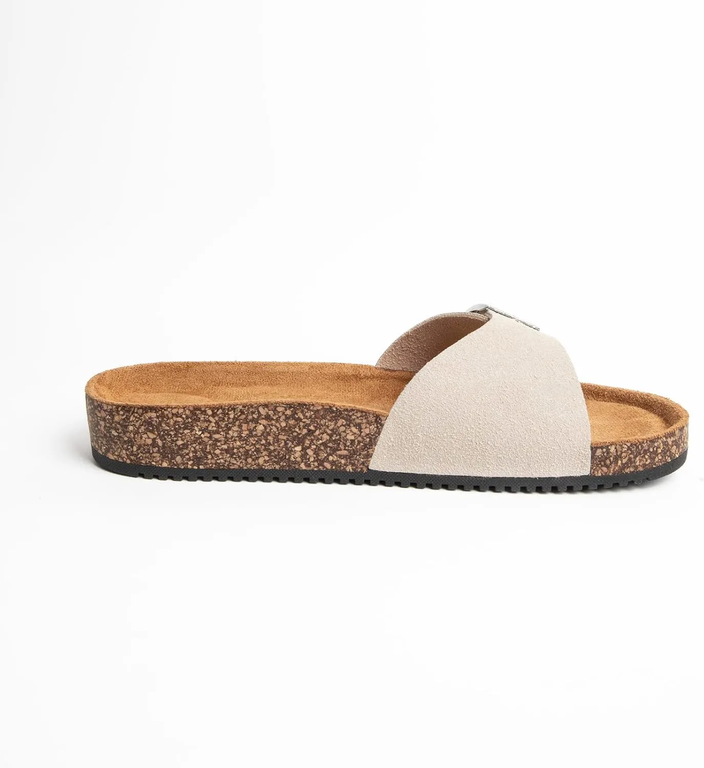Women's Sandals Comfortable, Skin-Friendly Suede Upper with Adjustable Strap Buckle Open-Toe Cloud Single-Buckle Sandals - Cork Footbed Sandals - Women's Footwear