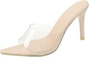 Women's Sandals Transparent Stiletto Heels Open Toe Mules Slip On Wedding Bridal Dress Shoes High Heel Sandals