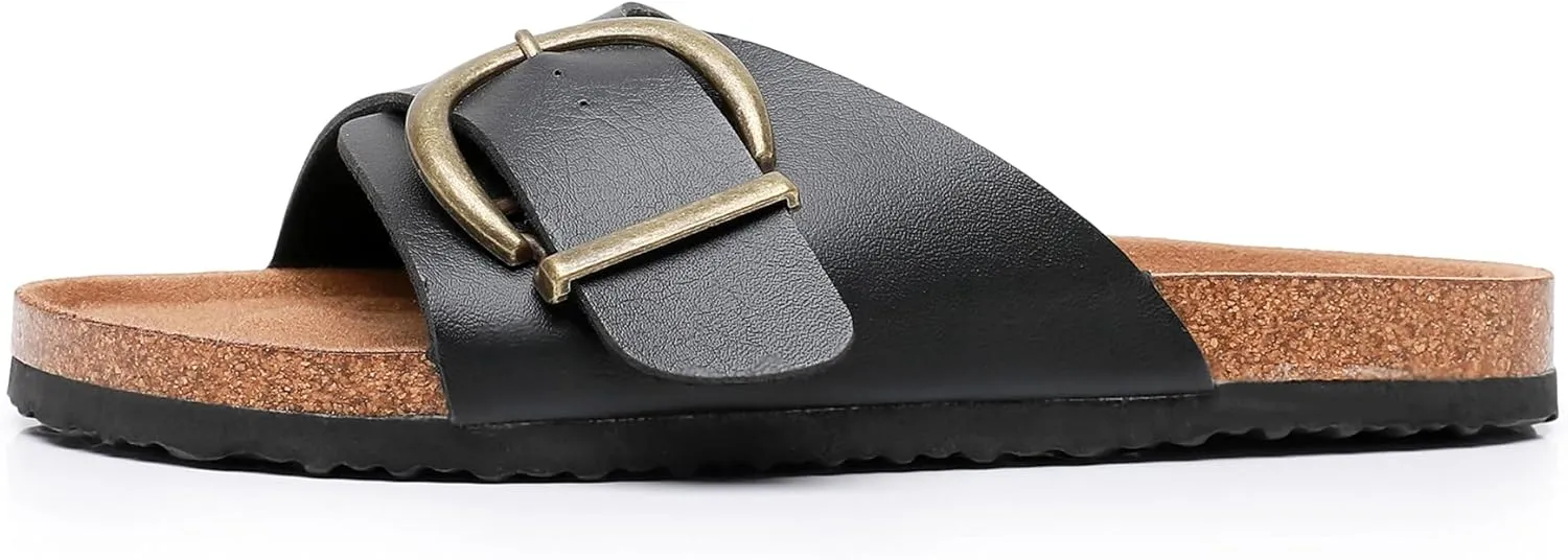 Women's Sandals with Comfort Cork Footbed Summer Outdoor Slide Sandals