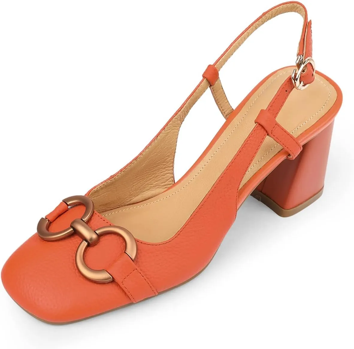 Women's Slingback Square Toe Chunky High Heels Sandals Ankle Buckle Dress Summer Pumps