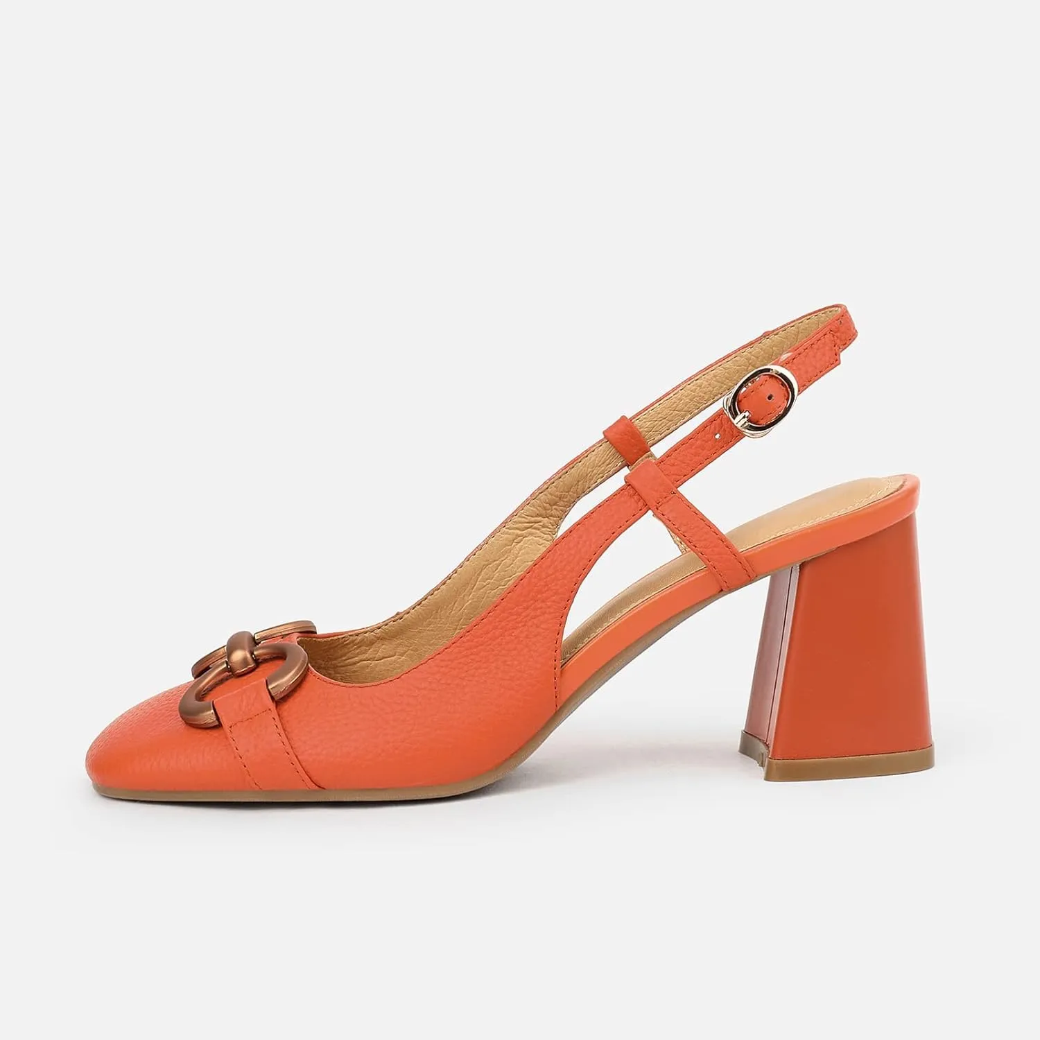 Women's Slingback Square Toe Chunky High Heels Sandals Ankle Buckle Dress Summer Pumps