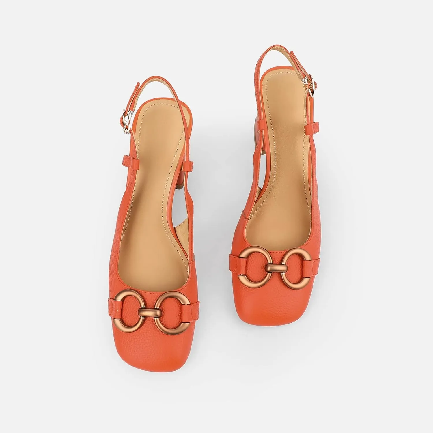 Women's Slingback Square Toe Chunky High Heels Sandals Ankle Buckle Dress Summer Pumps