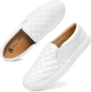 Womens Slip On Shoes PU Leather Black White Brwon Casual Walking Shoes Low Top Sneakers for Women