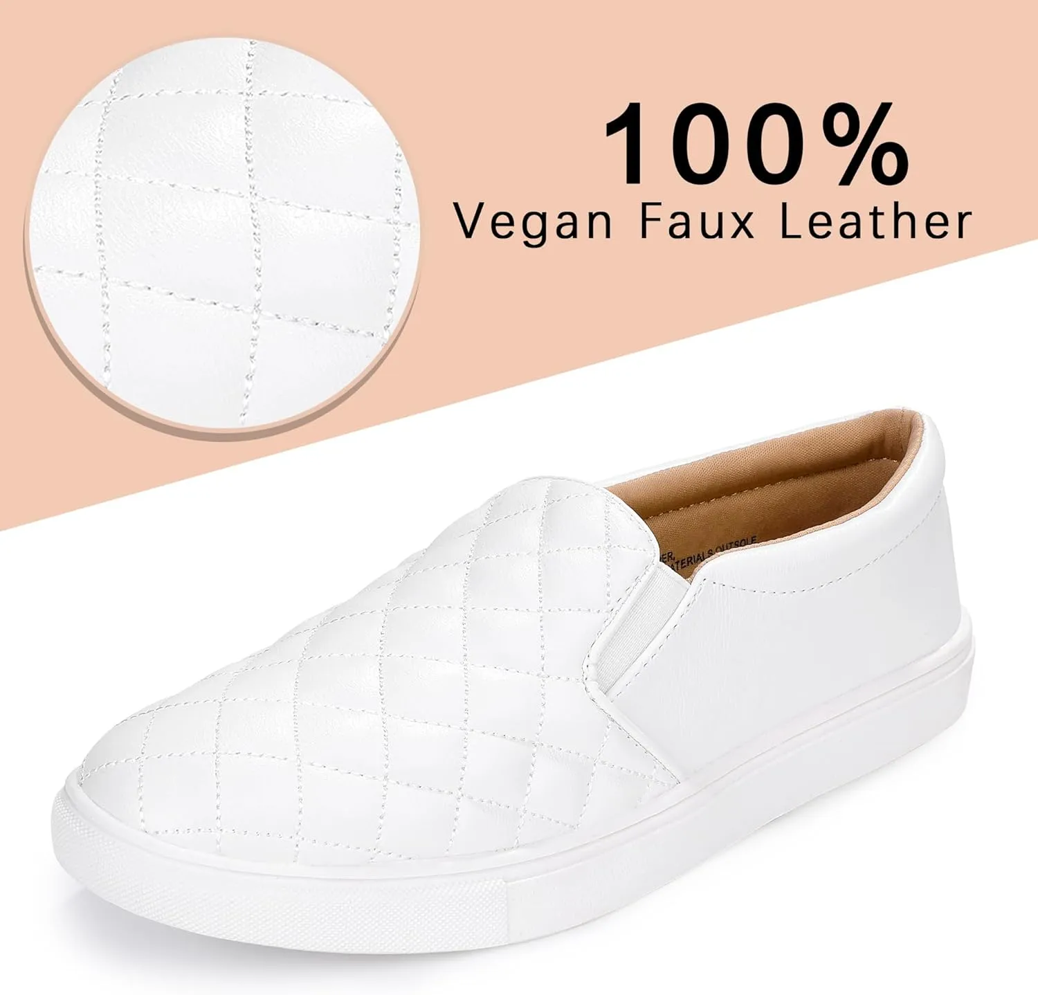 Womens Slip On Shoes PU Leather Black White Brwon Casual Walking Shoes Low Top Sneakers for Women
